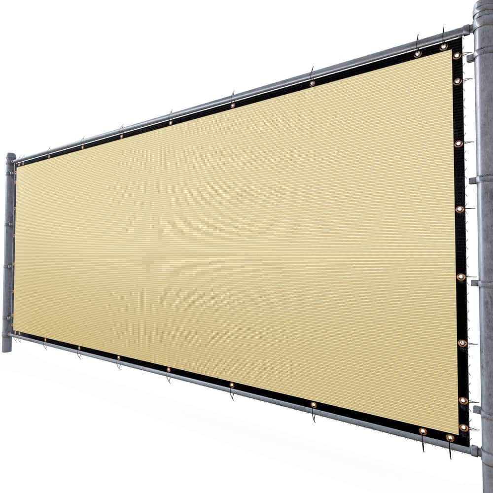 Beige 5' x 25' HDPE Privacy Fence Screen with Grommets