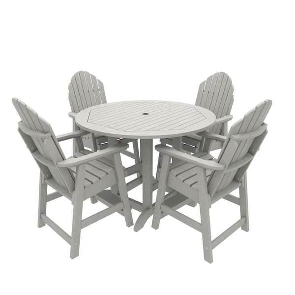 Highwood Sequoia Professional Commercial Grade Harbor Gray 5-Piece Counter Height Plastic Outdoor Dining Set in Harbor Gray