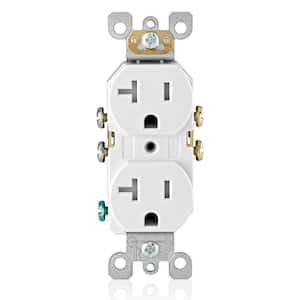 20 Amp Residential Grade Self Grounding Tamper Resistant Duplex Outlet, White