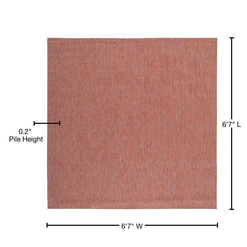 Rust Square Synthetic Non-slip Indoor/Outdoor Area Rug