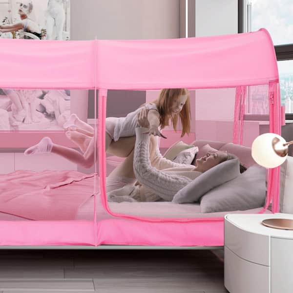 Alvantor Indoor Pop Up Portable Frame Mosquito Net Bed Canopy Tent Twin  Curtains Breathable Pink Cottage (Mattress Not Included) 2005MP - The Home  Depot