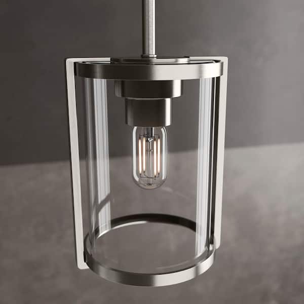 Hunter Astwood 1 Light Brushed Nickel Mini Pendant with Glass Shade Kitchen Light