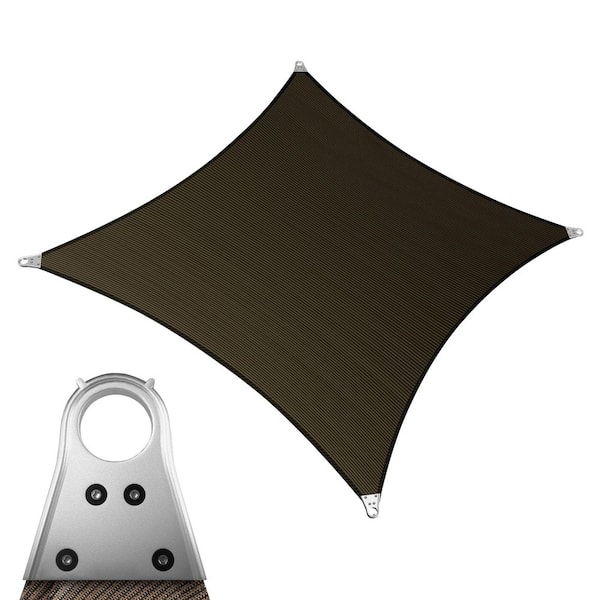 Super Ring 18 ft. x 22 ft. Sun Shade Sail with Cable-Brown