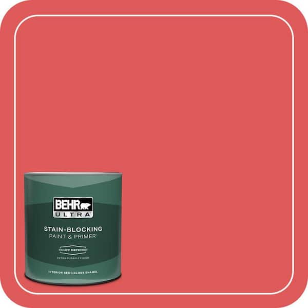 BEHR ULTRA 1 qt. #150B-6 Firecracker Extra Durable Semi-Gloss Enamel Interior Paint & Primer