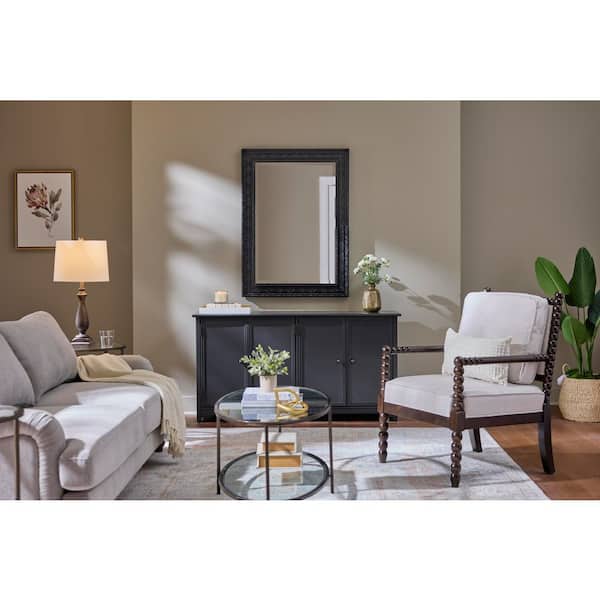 Black 31.4 in. W x 43.3 in. H Rectangle Ornate Wall Mirror