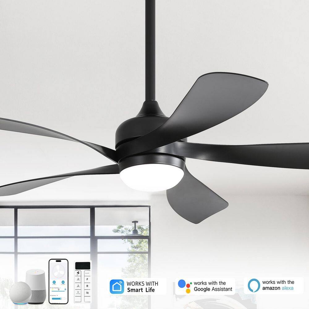 45 in. Indoor/Outdoor Smart Black Downrod Ceiling Fan with Led Lights and 6-Speed DC Remote App Control price history on PriceWatchPro