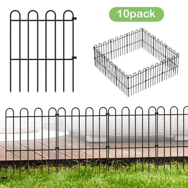 Oumilen 12.6 in. x 16.5 in., Metal Decorative Garden Fence Panels Animal Barrier Fence Rustproof 10-Pieces