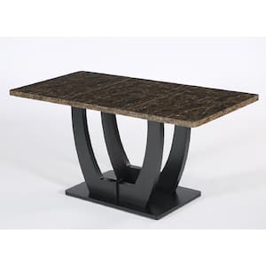 Halsey 63 in. Rectangular Black Brown Wooden Computer Desk with Thickened Frame, Modern Executive Desk for Home Office