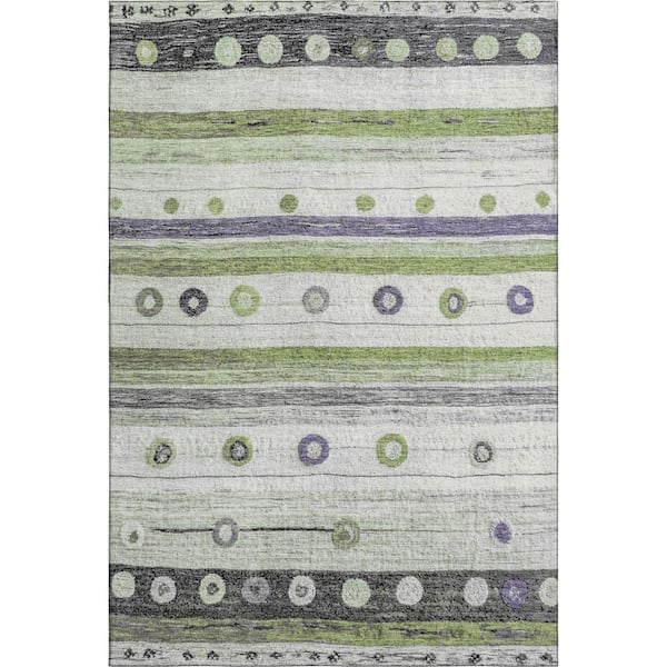 Mayfield Premium Machine Washable Abstract AMF1964 Aloe 9 ft. x 12 ft. Area Rug