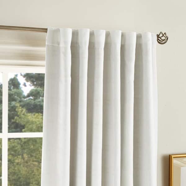 Martha Stewart Bedford Woven Plaid Blackout Curtain Panel Pair 95 Inch White, Tab Top Blackout Curtains Cream
