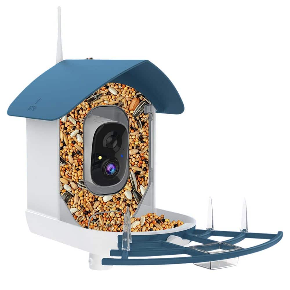 SenQWFa Navy Blue Plastic Mount Smart Bird Feeder Camera AI
