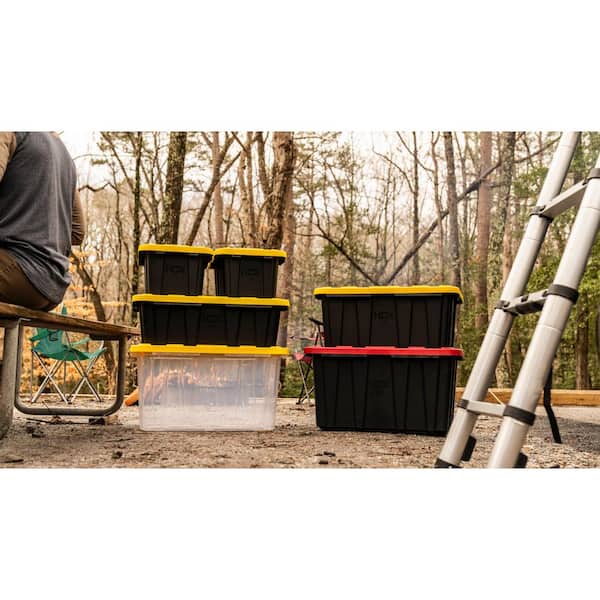 HDX 57-Gal. Tough Storage Tote in Clear with Red Lid 999-57G-C-HDX