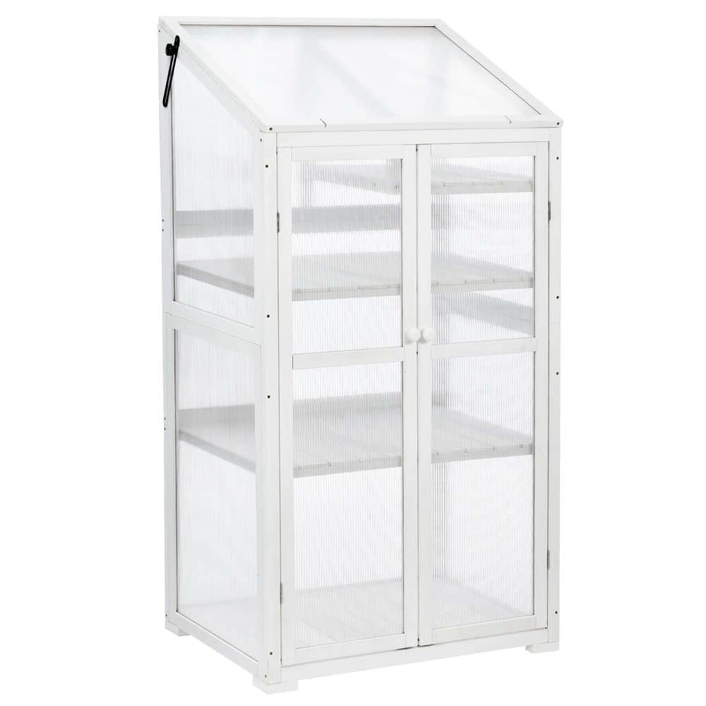 31.5 in. W x 22.4 in. D x 62 in. H White Wood Large Greenhouse with Wheels and Adjustable Shelves for Outdoor Indoor Use price history on PriceWatchPro
