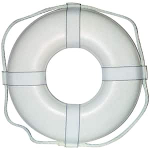 19 in. Closed Cell Foam Life Ring with Webbing Straps in White