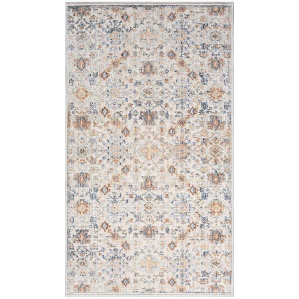 Nourison Timeless Classics Ivory Grey 3 ft. x 4 ft. Medallion Traditional Area Rug