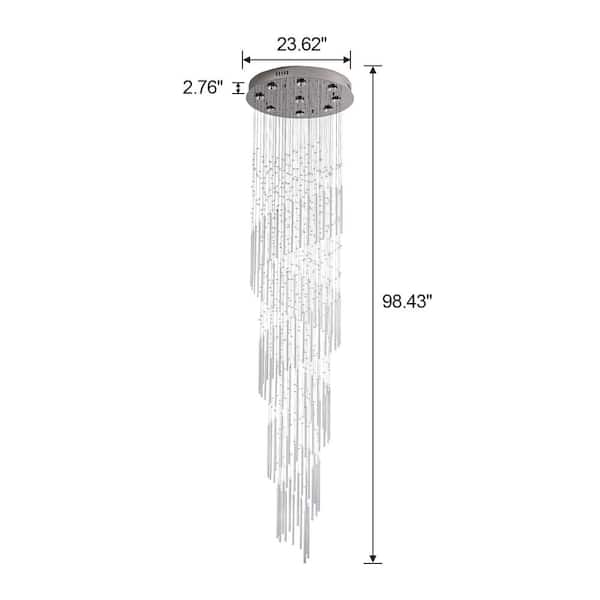 LLHZSY Adelman 9-Light Modern Chrome High Ceiling Crystal