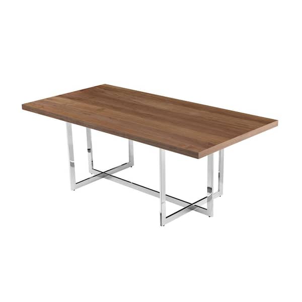 Walnut Wood Veneer Dining Table, Home Depot Dining Table Base