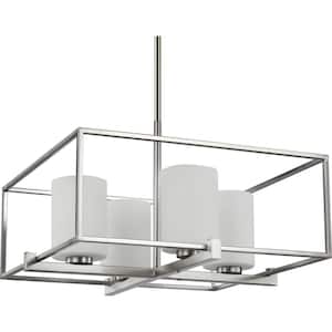 Chadwick Collection 4-Light Brushed Nickel Etched Opal Glass Modern Chandelier Light