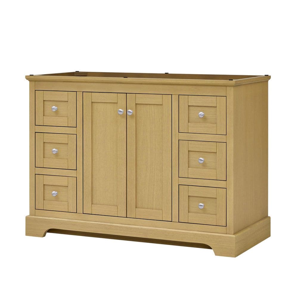 Avery 47.25 in. Bath Vanity Cabinet without Top in Honey Oak with Polished Chrome Trim