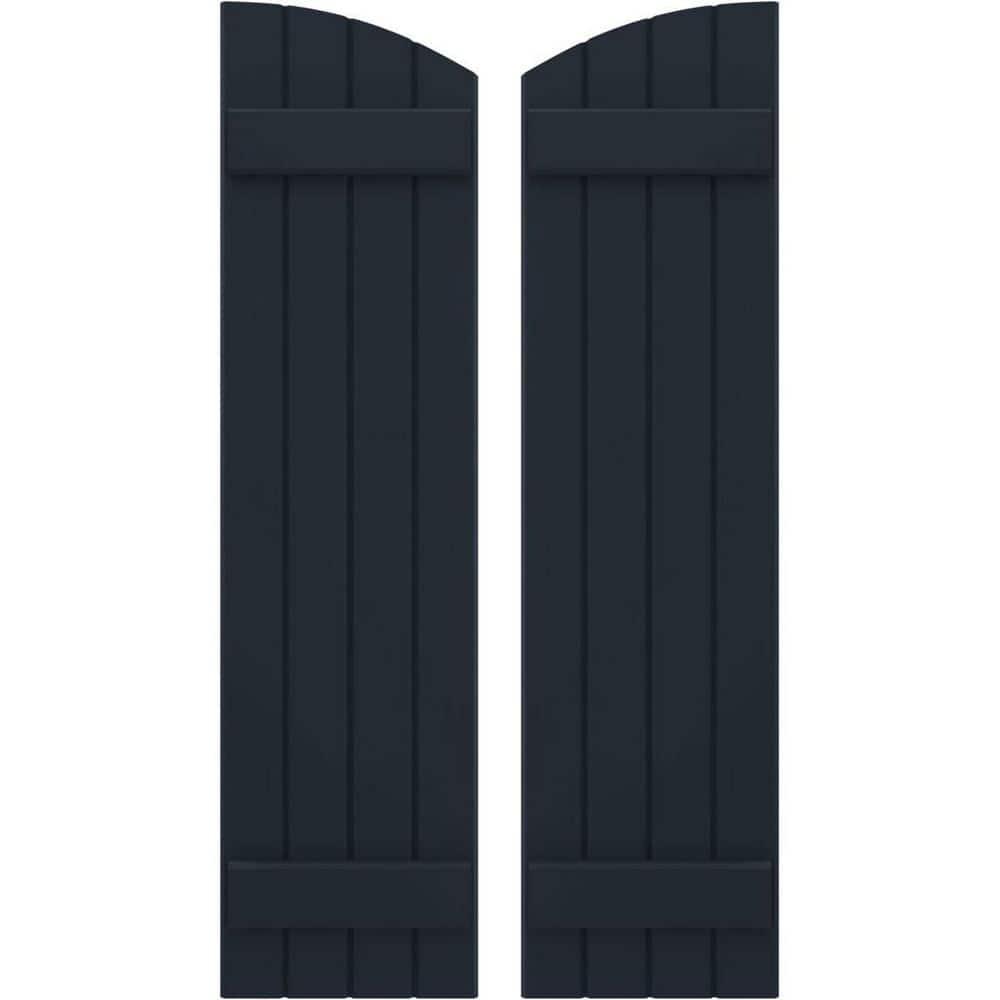 14 in. W x 33 in. H Americraft Exterior Real Wood Joined Board and Batten Shutters w/ Elliptical Top Starless Night Blue price history on PriceWatchPro