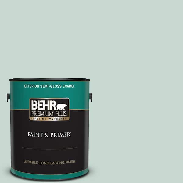 BEHR PREMIUM PLUS 1 gal. #480E-2 Tide Pools Semi-Gloss Enamel Exterior Paint & Primer