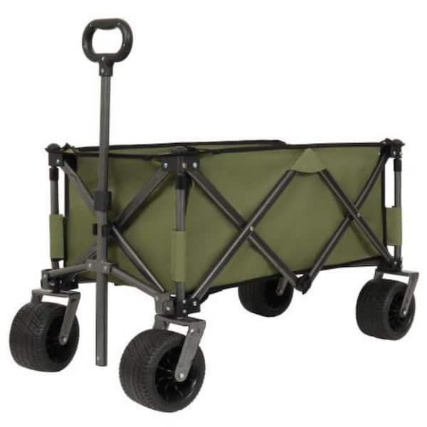 Folding Camping Trolley Outdoor Picnic Beach Cart, Serving Cart, Green