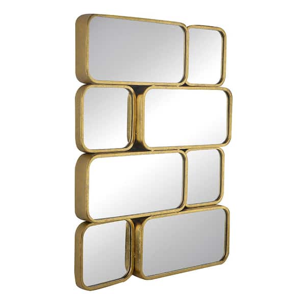 Miscool Anky 24 in. W x 32 in. H Iron Framed Gold Wall Mounted Decorative Mirror