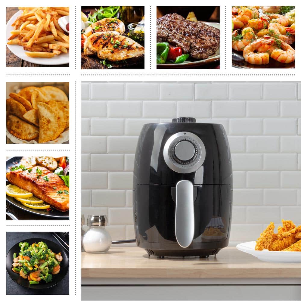 Compact Black 2.3-Quart Electric Air Fryer with Nonstick Interior