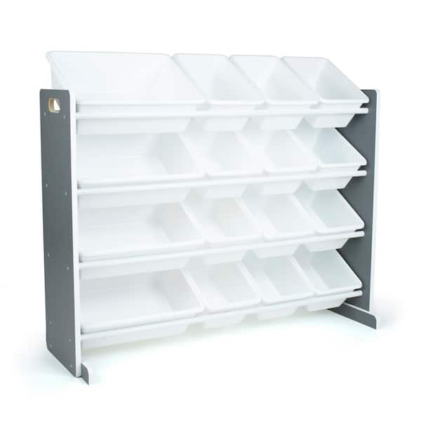 grey and white toy organizer