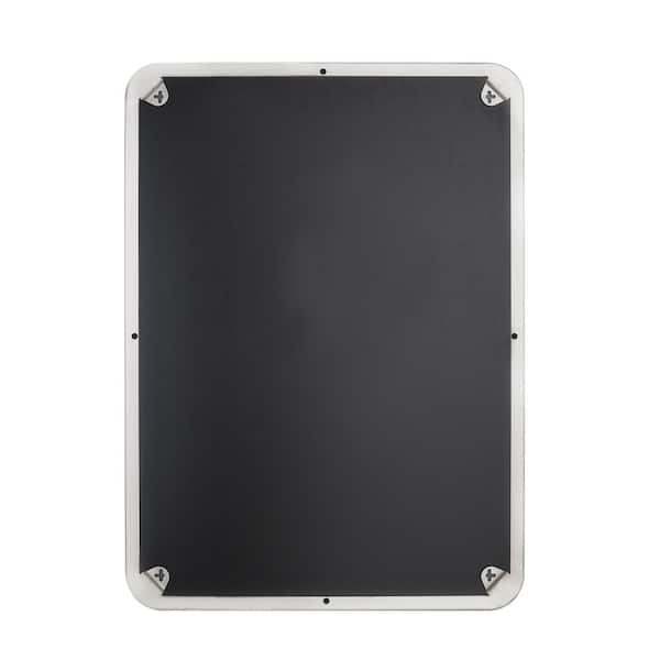 24 in. W x 36 in. H Large Modern Rectangle Stainless Steel Wall Mirror Bathroom Mirror Vanity Mirror in Brushed Silver