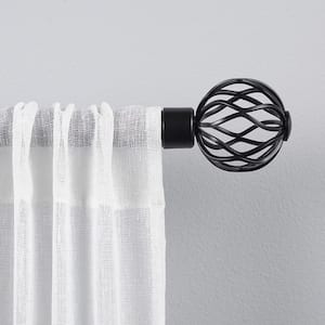 Ogee 66 in. - 120 in. Adjustable 1 in. Single Curtain Rod Kit in Matte Black with Finial