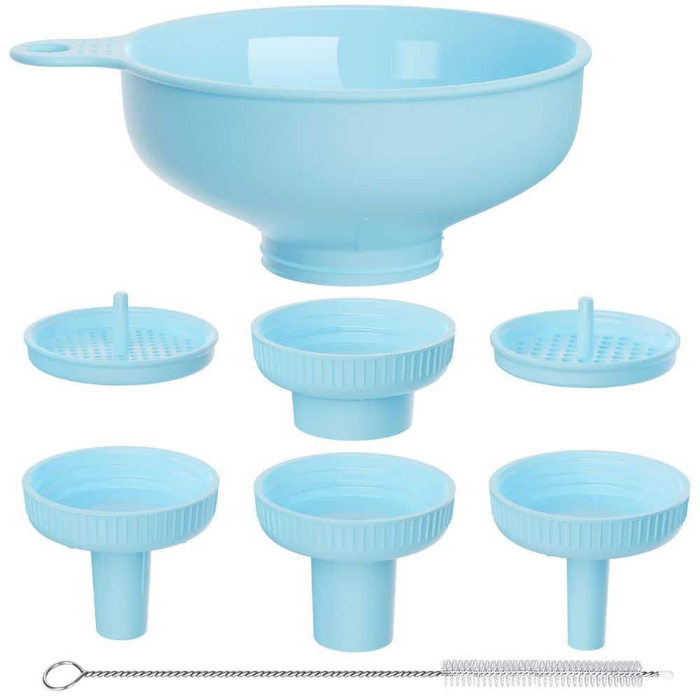 Wide Mouth Versatile Funnel Set with 4 Spouts and 2 Strainers, Blue, Food Grade Plastic price history on PriceWatchPro