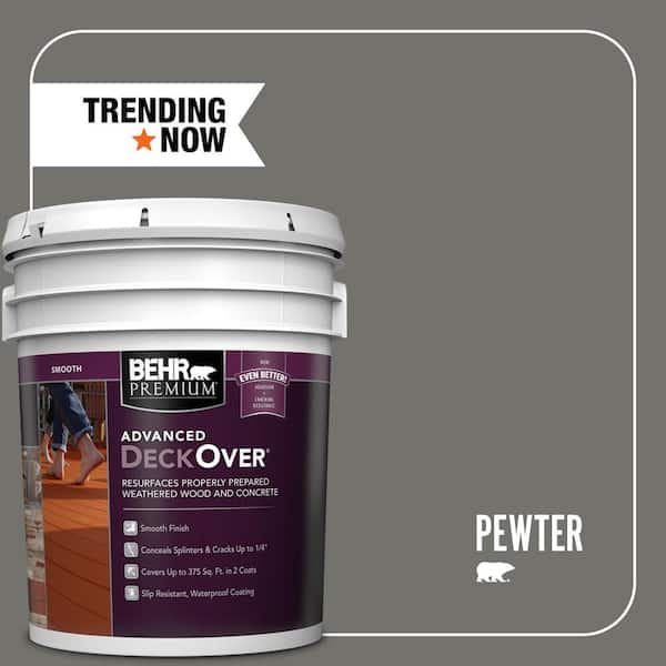 BEHR Premium Advanced DeckOver 5 gal. #SC-131 Pewter Smooth Solid Color Exterior Wood and Concrete Coating