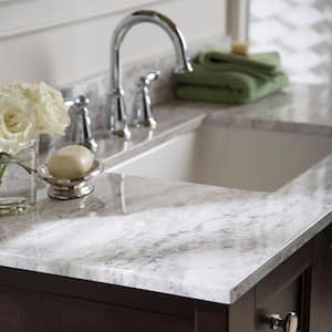 Stone Effects 49 in. W x 22 in. D Ceramic Vanity Top in Winter Mist with White Rectangular Single Sink