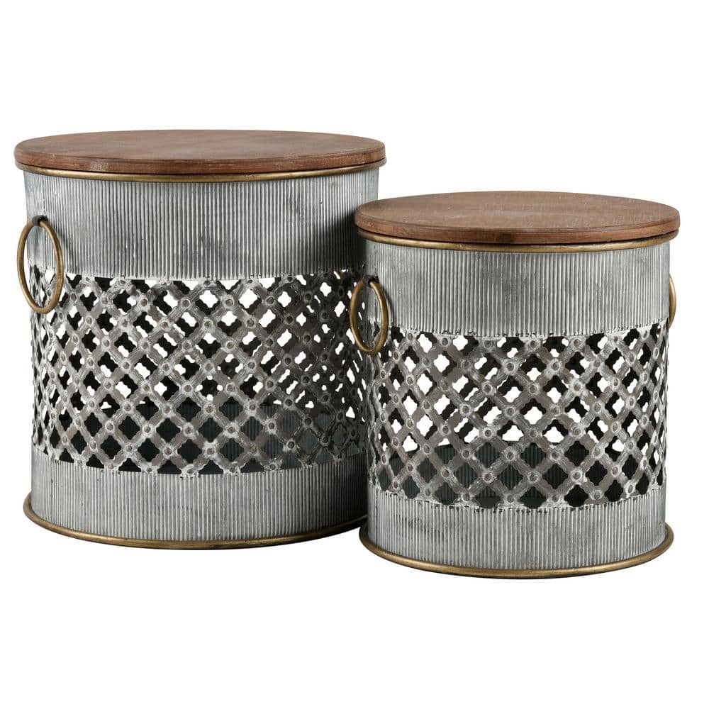 Winn 18 in. Galvanized Round Metal Accent Table