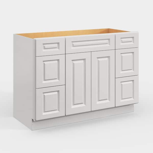 Hausvita 48 in. W x 21 in. D x 34.5 in. H in Traditional Dove Plywood Ready to Assemble Floor Vanity Sink Base Kitchen Cabinet