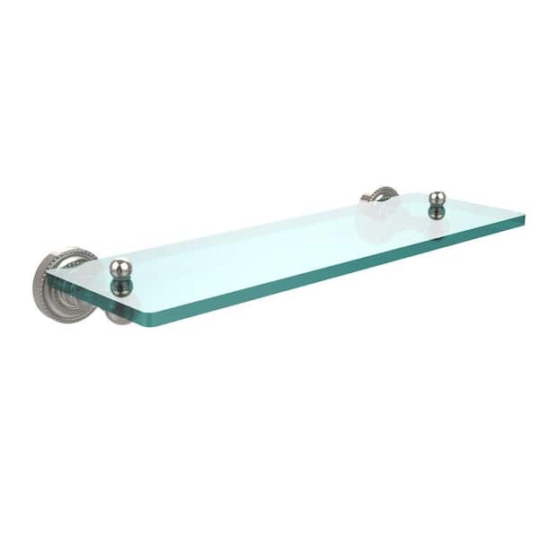 Dottingham 16 in. L x 3 in. H x 5 in. W Single Clear Glass Bathroom Shelf in Polished Nickel