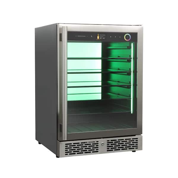 Vinoglow 24 in. Single Zone 151-Can Beverage Cooler in Stainless Steel