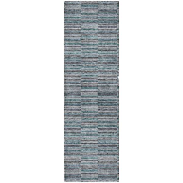 Dream Shag Premium Machine Washable Abstract ADS816 Teal 2 ft. x 7 ft. Runner Rug