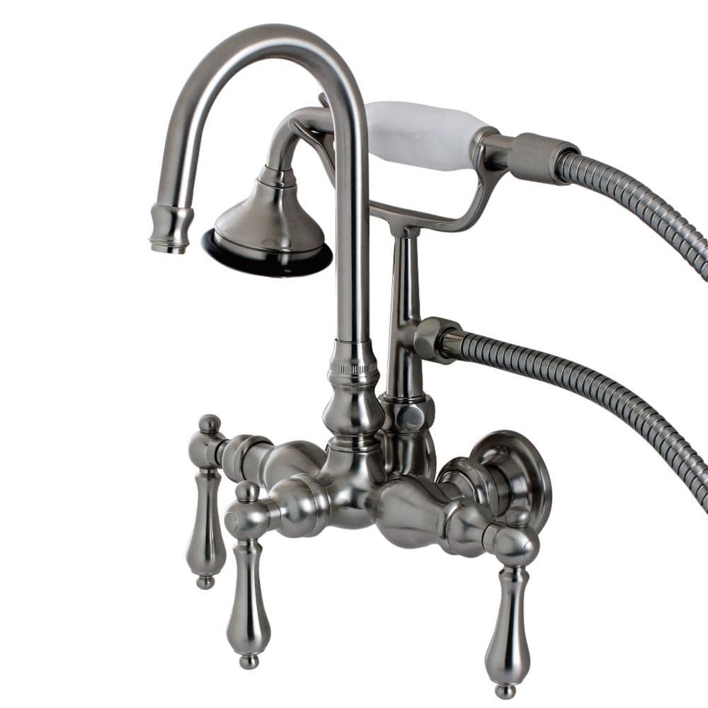 Vintage 3-3/8 in. Center 3-Handle Claw Foot Tub Faucet with Handshower in Brushed Nickel price history on PriceWatchPro