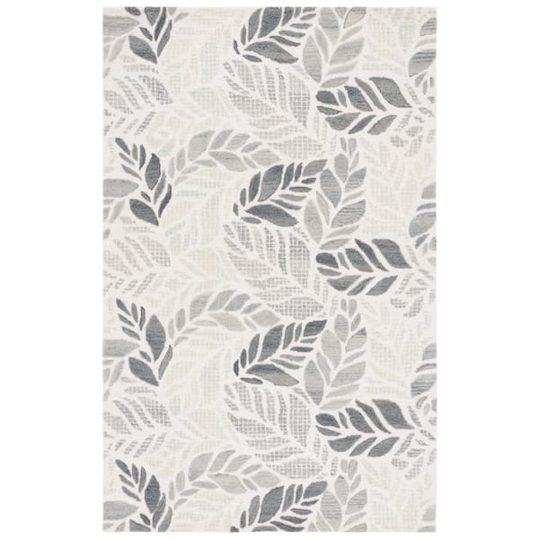 SAFAVIEH Martha Stewart Ivory/Gray 4 ft. x 6 ft. Oversized Floral Area Rug
