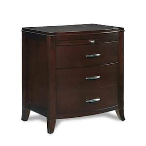 3-Drawers Brown Wooden Nightstand with 1-Pull Out Tray 18 in. L x 25 in. W x 27 in. H