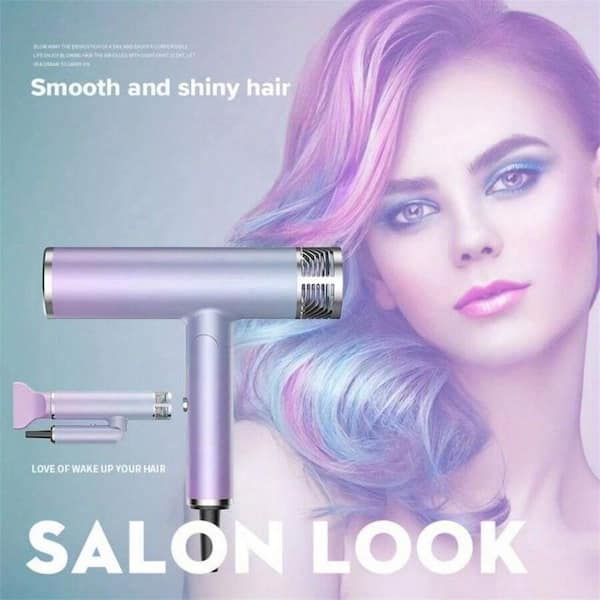 1800-Watt Foldable High-Power Hair Dryer Negative ION Blue Light, Purple