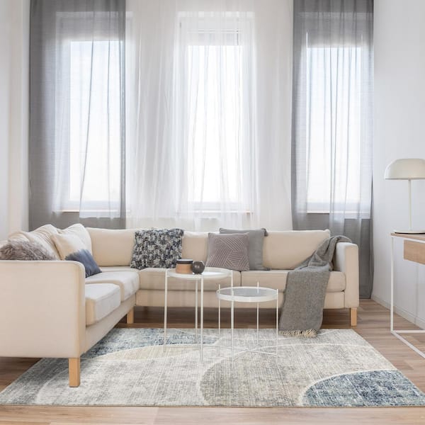 Winsor Tondo Blue 6 ft. x 9 ft. Geometric Indoor Area Rug