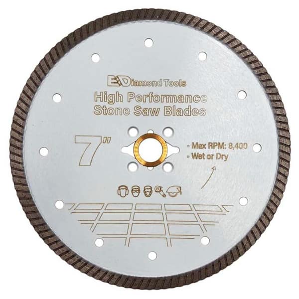 7 in. Granite, Quartz, Engineered Stone, Turbo Rim, High Performance Diamond Stone Saw Blade, 7/8 in. 5/8 in. Arbor