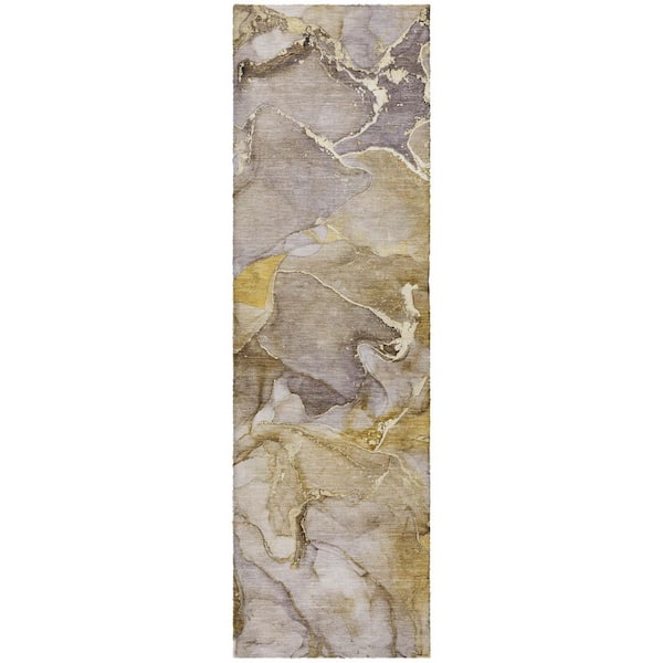 Dream Shag Premium Machine Washable Abstract ADS500 Taupe 2 ft. x 7 ft. Runner Rug