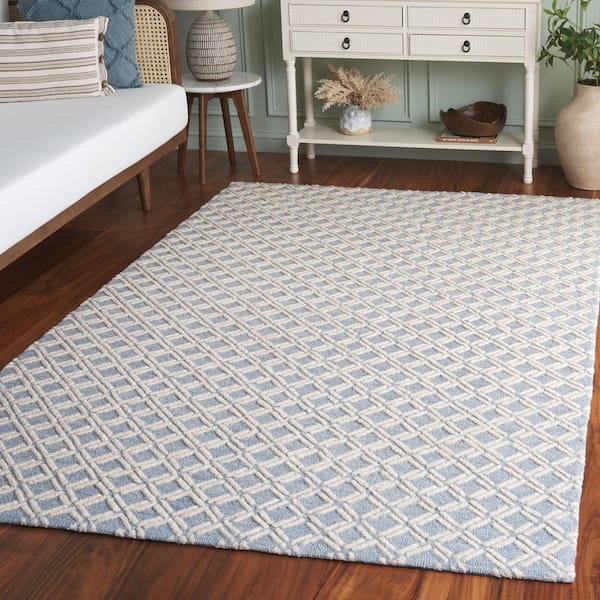 Genre 9 ft. x 12 ft. Blue/Ivory Diamond Geometric Area Rug