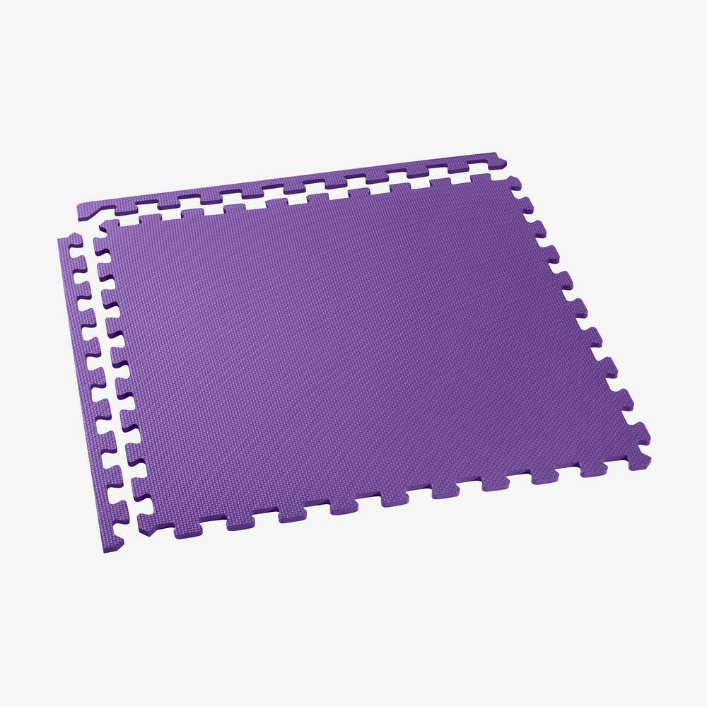 Purple EVA Foam Interlocking Gym Floor Tiles, 24" x 24", 6-Pack