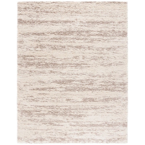 Hudson Shag Ivory/Beige 8 ft. x 10 Marble Area Rug
