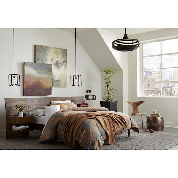 Sanford 23 in. Integrated LED Architectural Bronze Ceiling Fan with Light Kit